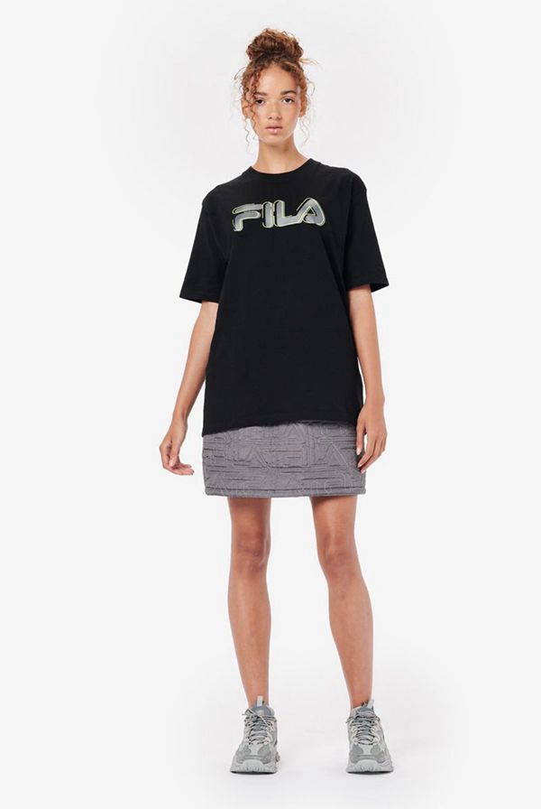 Fila Ina Women's T-Shirts - Black/Light Green,NZ 281-69801